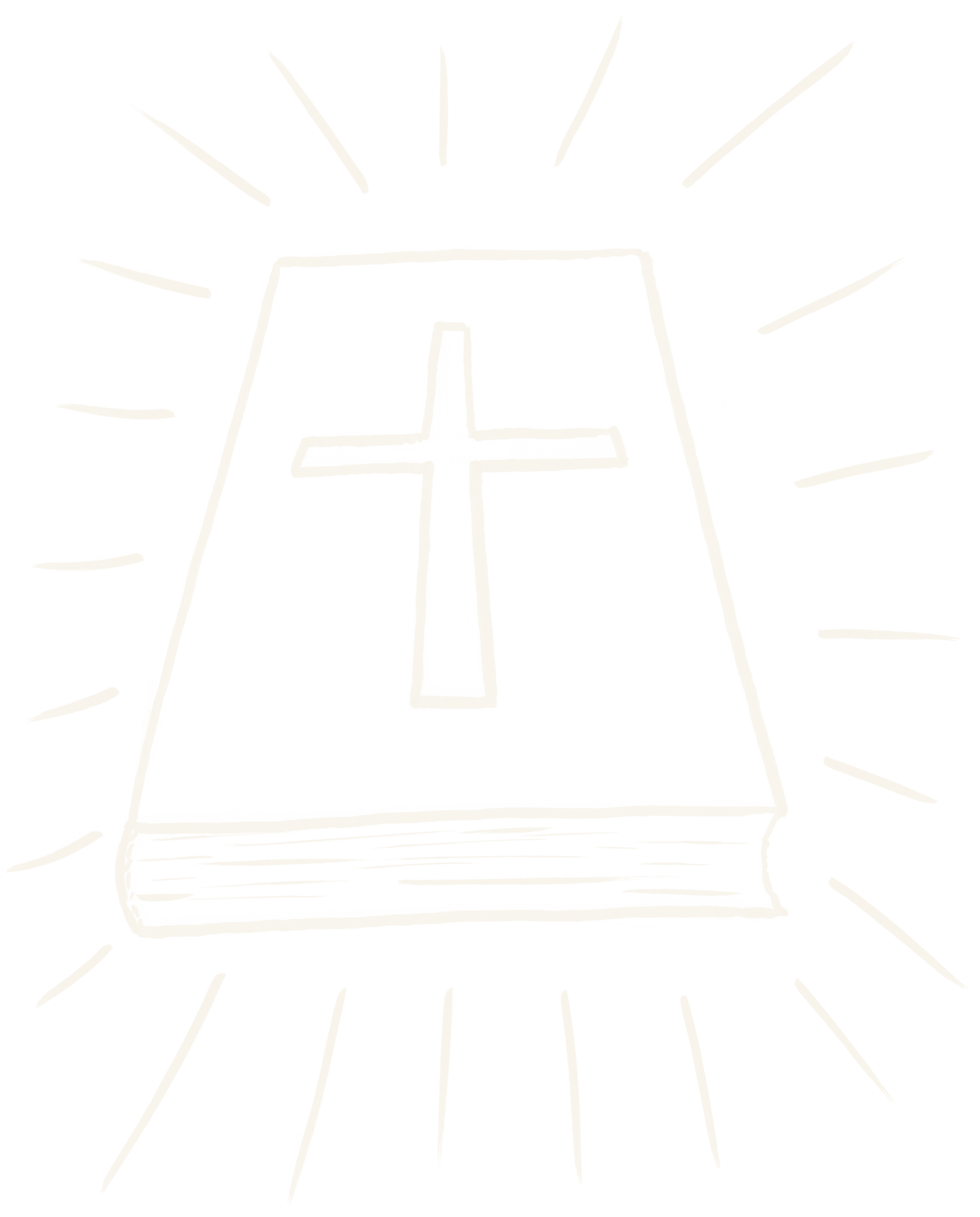 a closed Bible with rays of light coming out of it