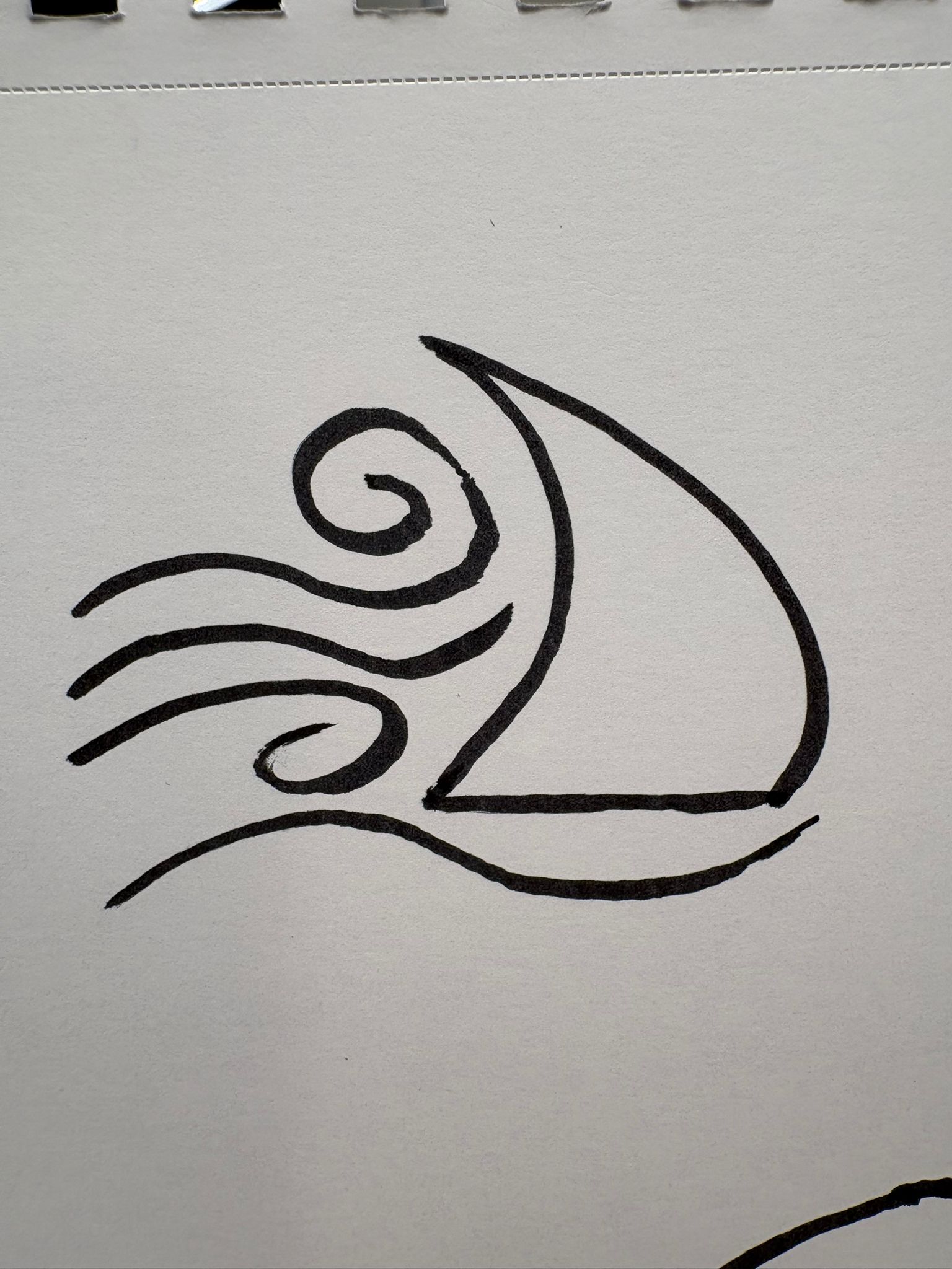 The final wind and sail drawing, in brush pen and ink on paper