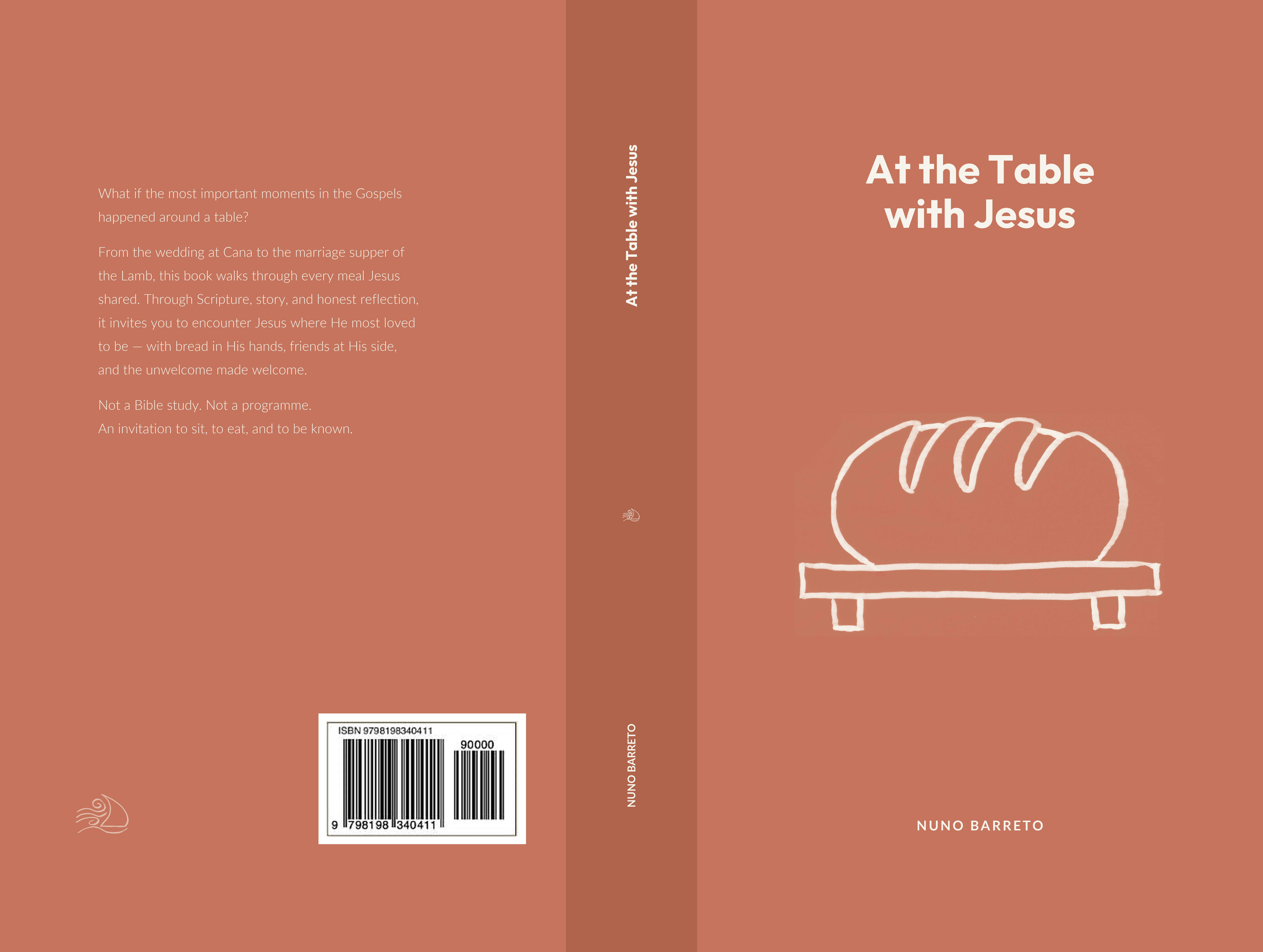 The full case-laminate hardcover wraparound for At the Table with Jesus